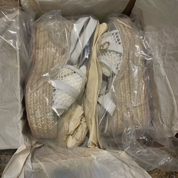 Gianvito Rossi Solana Buckle Napa Wedge Platform Sandals White Size 41.5/11.5 - Picture 5 of 12